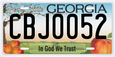 GA license plate CBJ0052