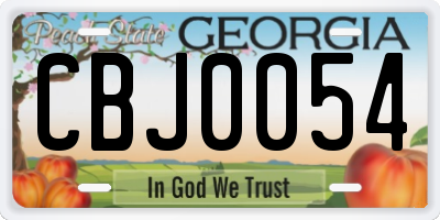 GA license plate CBJ0054