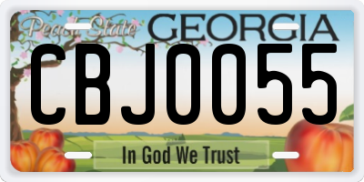 GA license plate CBJ0055