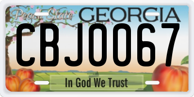 GA license plate CBJ0067