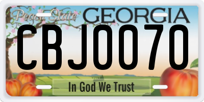 GA license plate CBJ0070