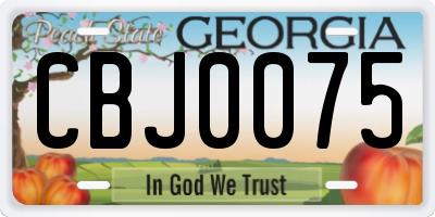 GA license plate CBJ0075
