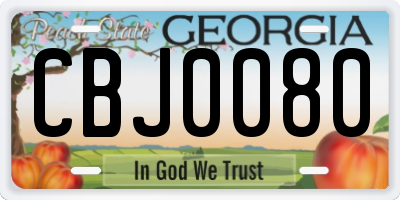 GA license plate CBJ0080