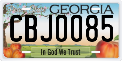 GA license plate CBJ0085