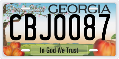 GA license plate CBJ0087