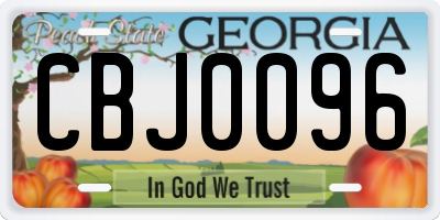 GA license plate CBJ0096