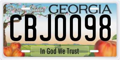 GA license plate CBJ0098