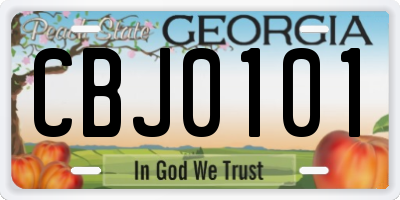 GA license plate CBJ0101