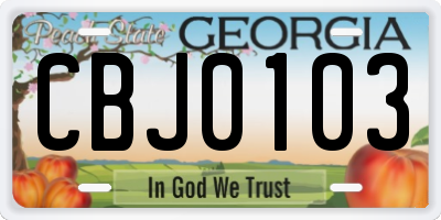GA license plate CBJ0103