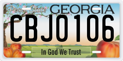 GA license plate CBJ0106