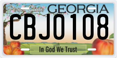 GA license plate CBJ0108