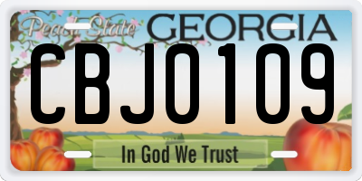 GA license plate CBJ0109
