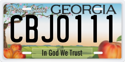 GA license plate CBJ0111