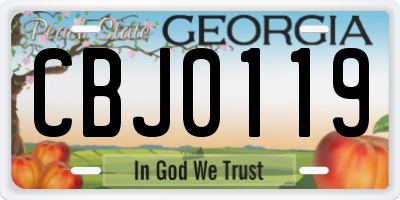 GA license plate CBJ0119