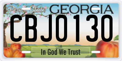 GA license plate CBJ0130