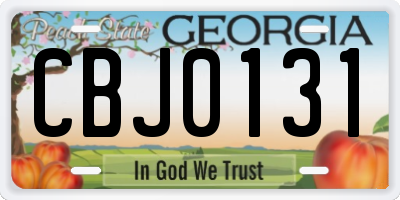 GA license plate CBJ0131