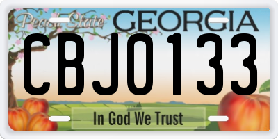 GA license plate CBJ0133