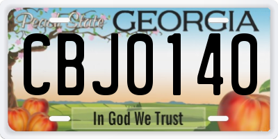 GA license plate CBJ0140