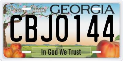 GA license plate CBJ0144