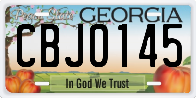 GA license plate CBJ0145