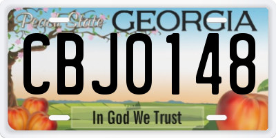 GA license plate CBJ0148