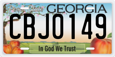 GA license plate CBJ0149
