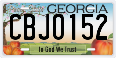 GA license plate CBJ0152