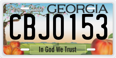 GA license plate CBJ0153