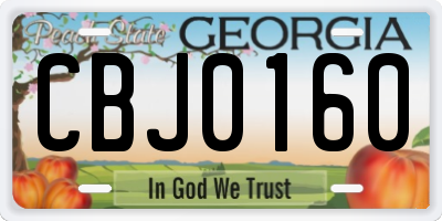 GA license plate CBJ0160