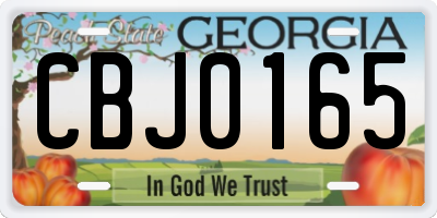 GA license plate CBJ0165
