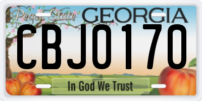 GA license plate CBJ0170