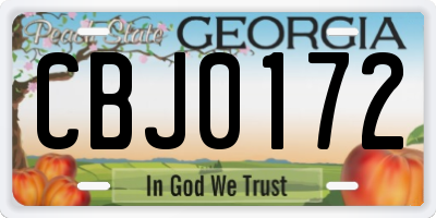 GA license plate CBJ0172