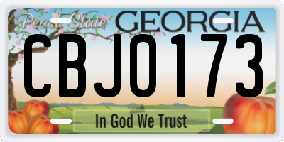 GA license plate CBJ0173