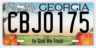 GA license plate CBJ0175