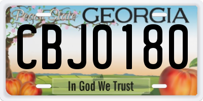 GA license plate CBJ0180