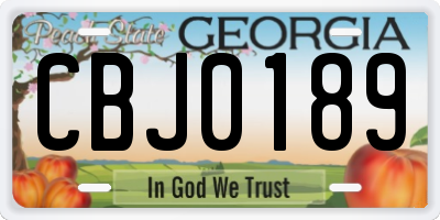 GA license plate CBJ0189