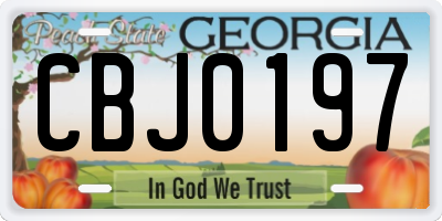 GA license plate CBJ0197