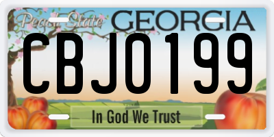 GA license plate CBJ0199