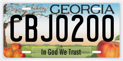 GA license plate CBJ0200