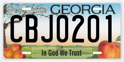 GA license plate CBJ0201