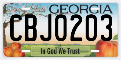 GA license plate CBJ0203