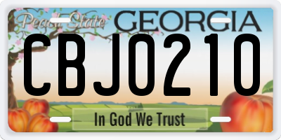 GA license plate CBJ0210
