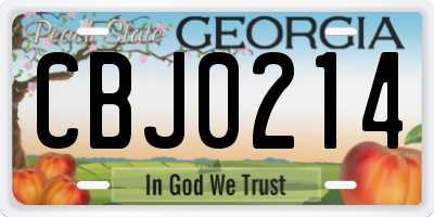 GA license plate CBJ0214