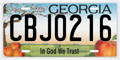 GA license plate CBJ0216