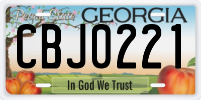 GA license plate CBJ0221