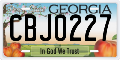 GA license plate CBJ0227