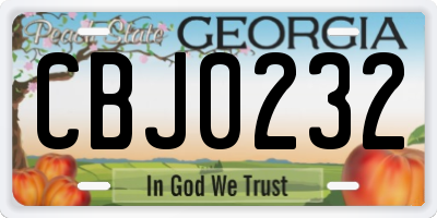 GA license plate CBJ0232