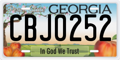 GA license plate CBJ0252