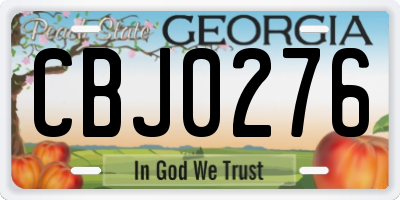 GA license plate CBJ0276