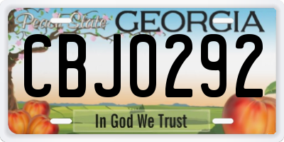 GA license plate CBJ0292